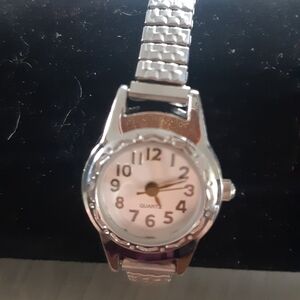Silver Analog Watch with White Dial